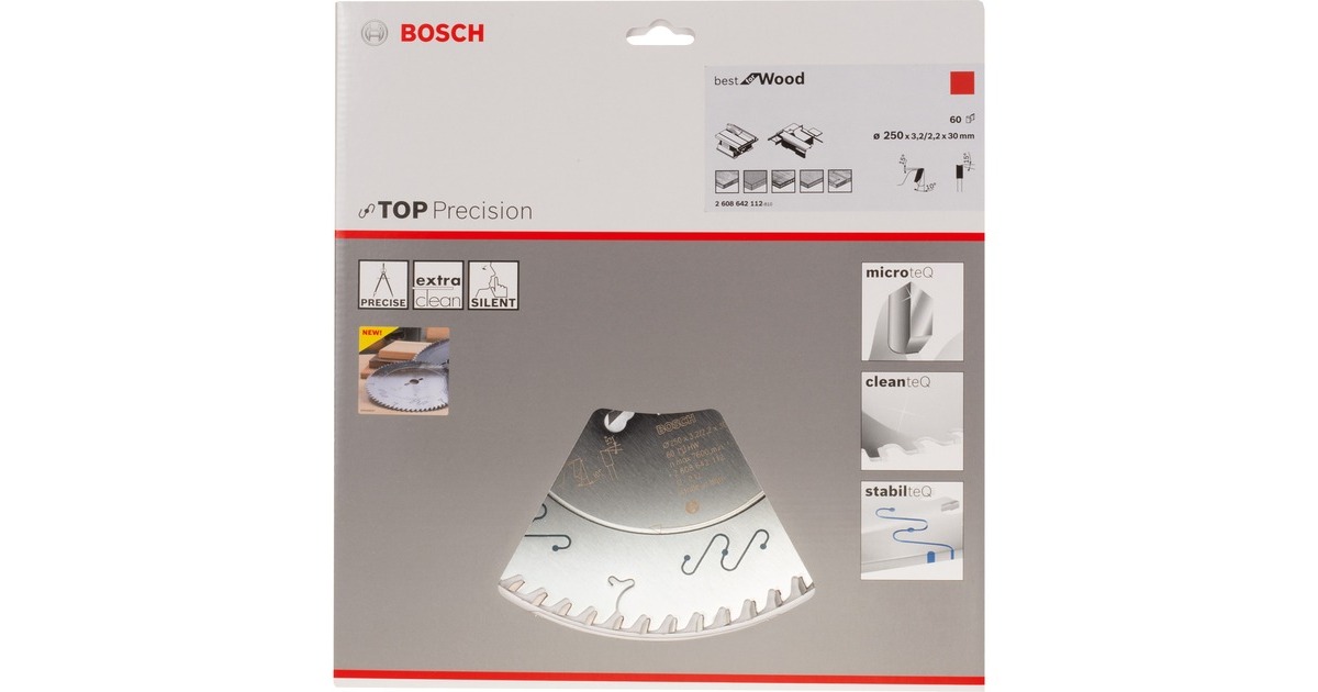 Bosch Kreissägeblatt Best for Wood, Ø 250mm, 60Z(Bohrung 30mm, für Tischkreissägen)