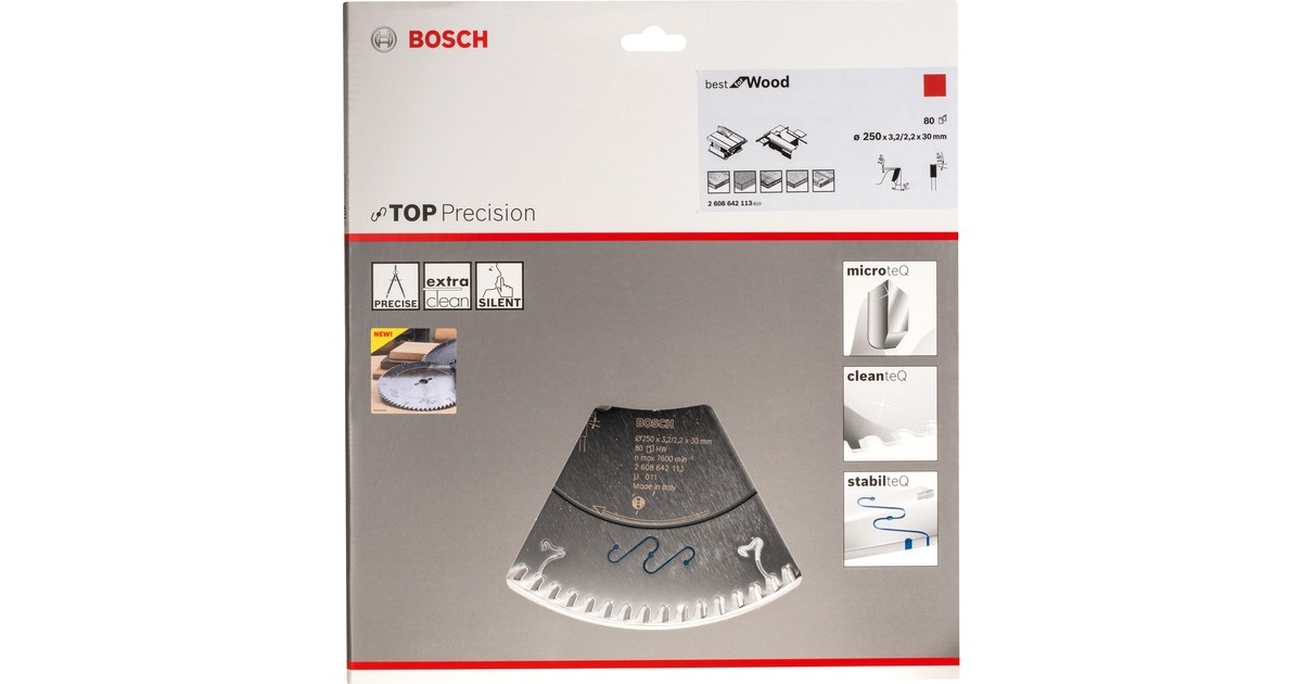 Bosch Kreissägeblatt Best for Wood, Ø 250mm, 80Z(Bohrung 30mm, für Tischkreissägen)