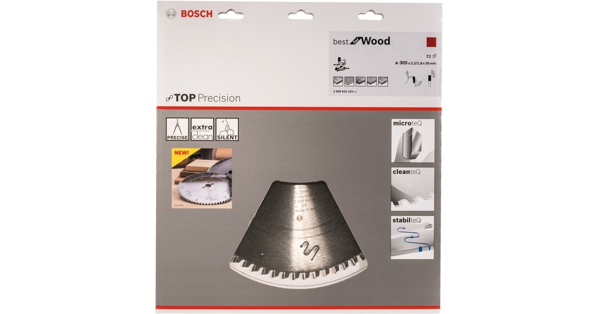 Bosch Kreissägeblatt Best for Wood, Ø 305mm, 72Z(Bohrung 30mm, für Kapp- und Gehrungssägen)