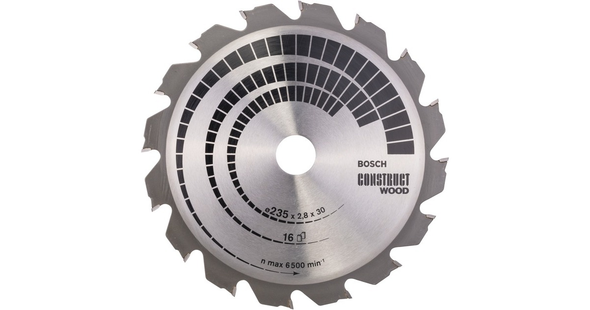 Bosch Kreissägeblatt Construct Wood, Ø 235mm, 16Z(Bohrung 30mm, für Handkreissägen)