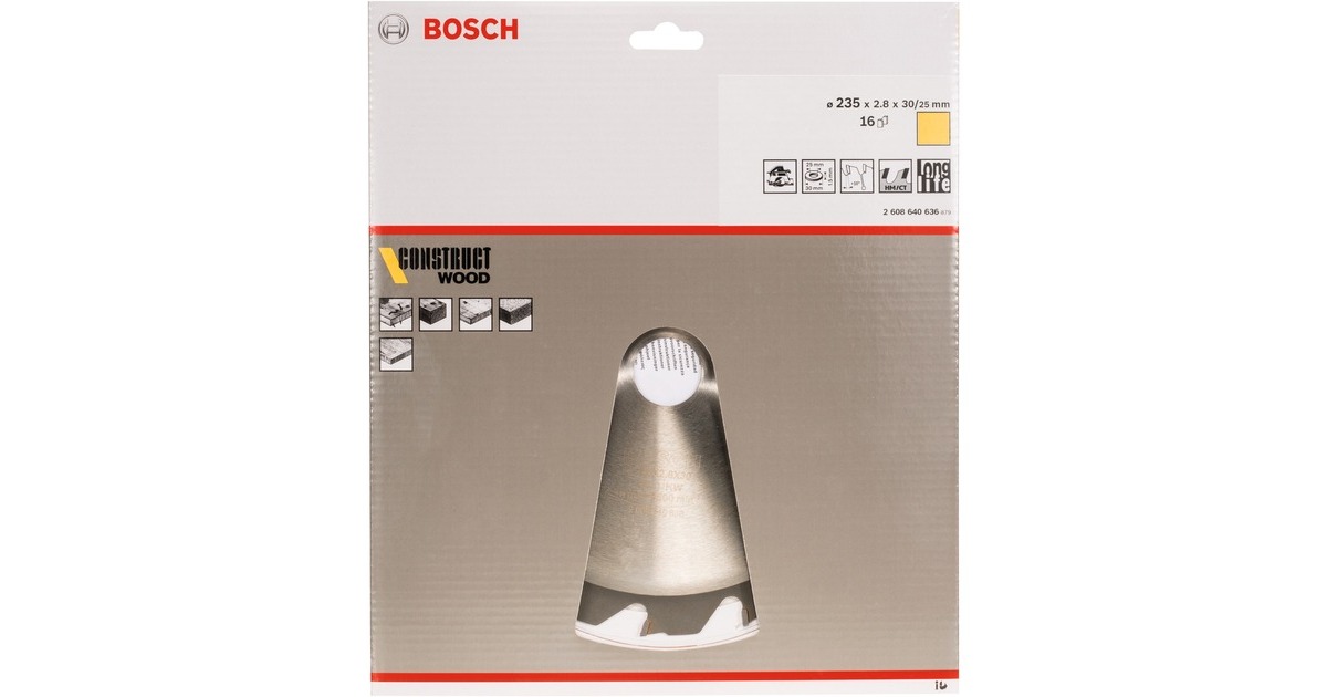 Bosch Kreissägeblatt Construct Wood, Ø 235mm, 16Z(Bohrung 30mm, für Handkreissägen)