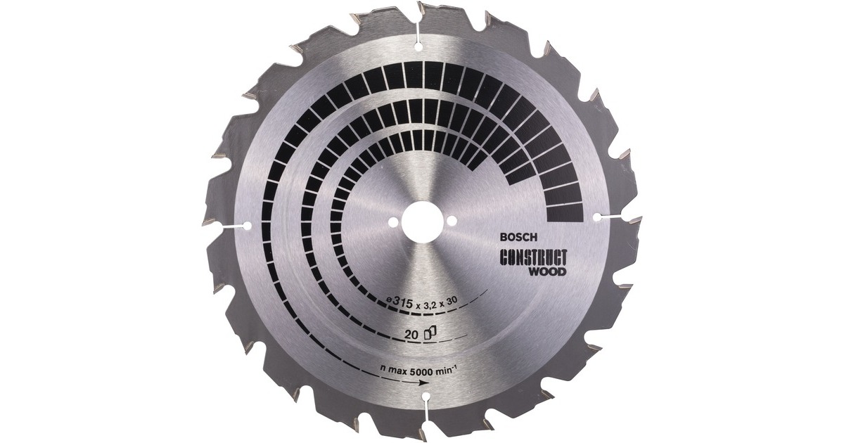 Bosch Kreissägeblatt Construct Wood, Ø 315mm, 20Z(Bohrung 30mm, für Tischkreissägen)