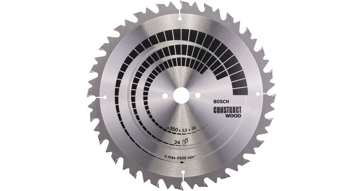 Bosch Kreissägeblatt Construct Wood, Ø 350mm, 24Z(Bohrung 30mm, für Tischkreissägen)