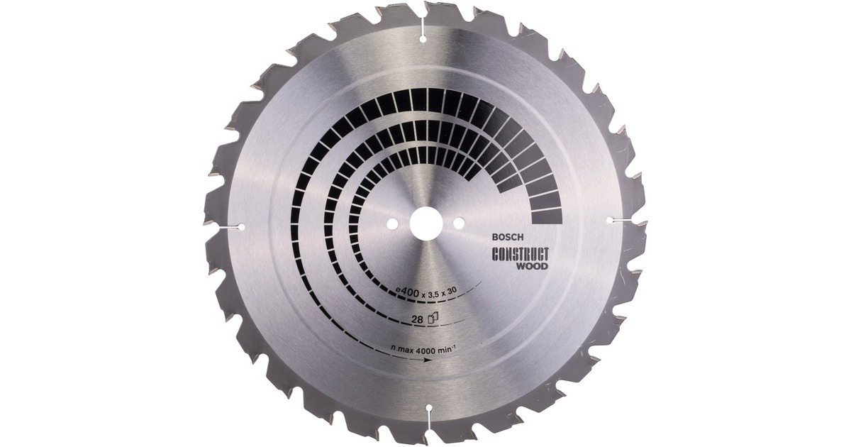 Bosch Kreissägeblatt Construct Wood, Ø 400mm, 28Z(Bohrung 30mm, für Tischkreissägen)