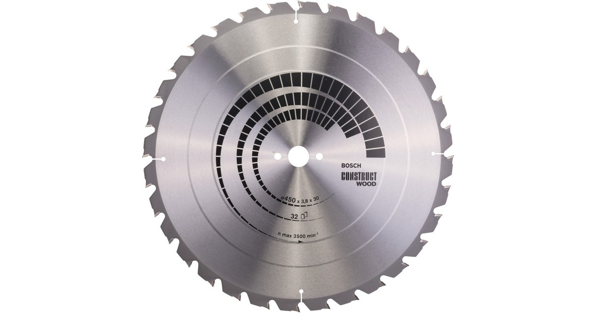 Bosch Kreissägeblatt Construct Wood, Ø 450mm, 32Z(Bohrung 30mm, für Tischkreissägen)