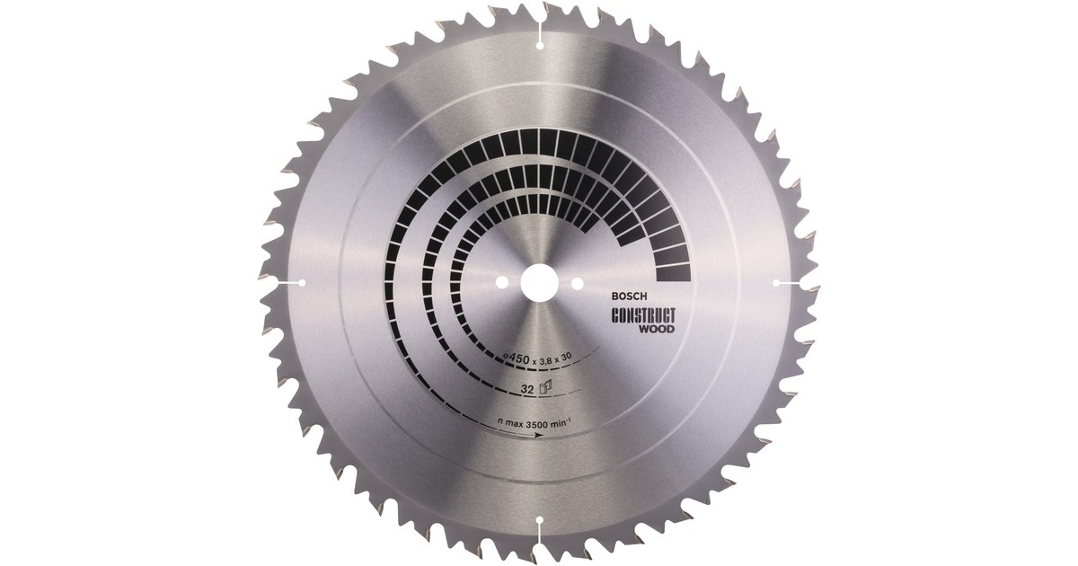 Bosch Kreissägeblatt Construct Wood, Ø 450mm, 32Z(Bohrung 30mm, für Tischkreissägen)