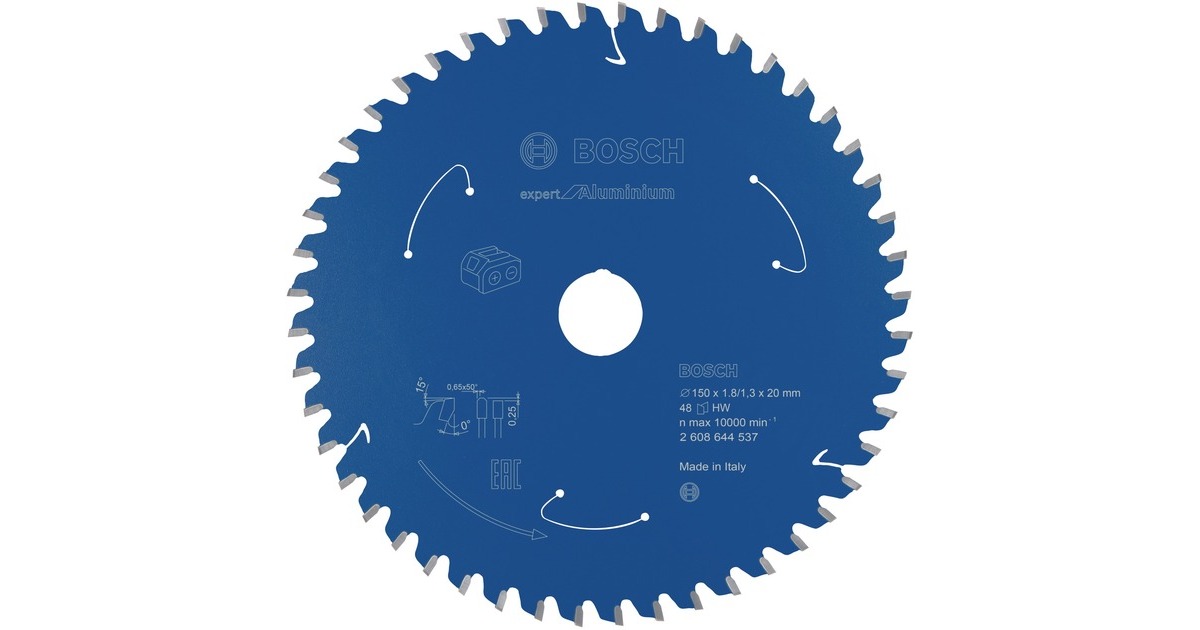 Bosch Kreissägeblatt Expert for Aluminium, Ø 150mm, 48Z(Bohrung 20mm, für Akku-Handkreissägen)