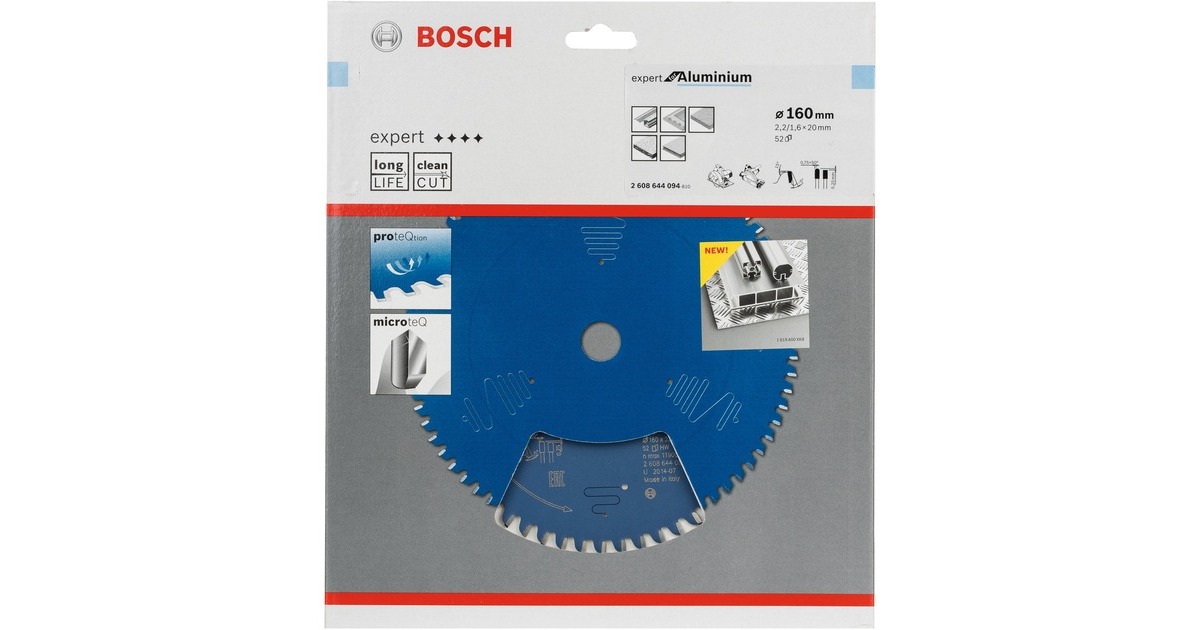 Bosch Kreissägeblatt Expert for Aluminium, Ø 160mm, 52Z(Bohrung 20mm, für Handkreissägen)