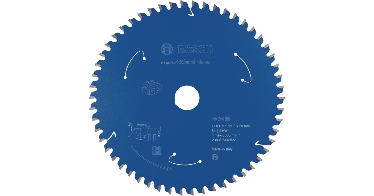 Bosch Kreissägeblatt Expert for Aluminium, Ø 160mm, 54Z(Bohrung 20mm, für Akku-Handkreissägen)