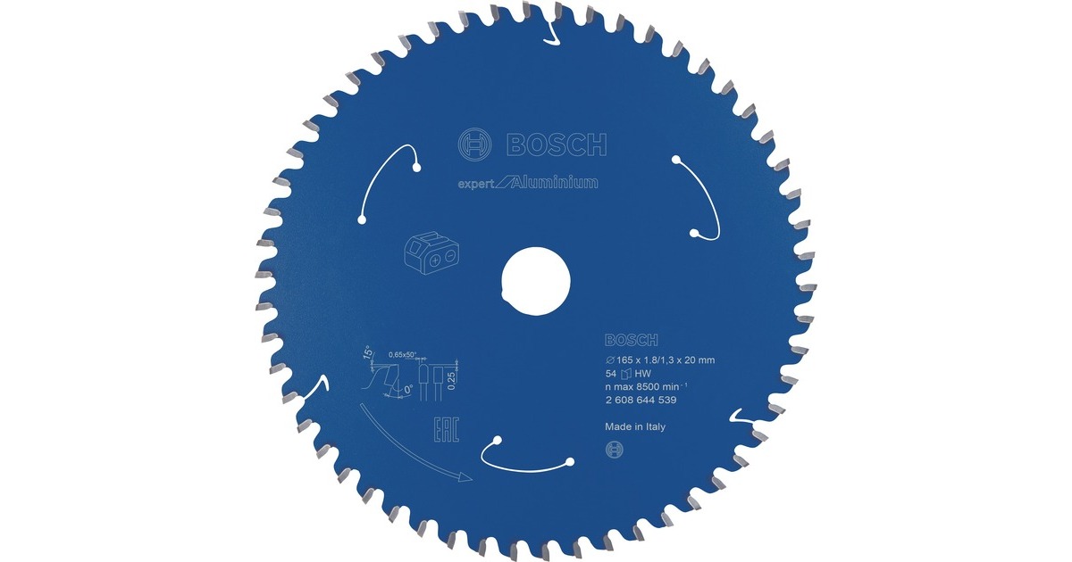 Bosch Kreissägeblatt Expert for Aluminium, Ø 165mm, 54Z(Bohrung 20mm, für Akku-Handkreissägen)