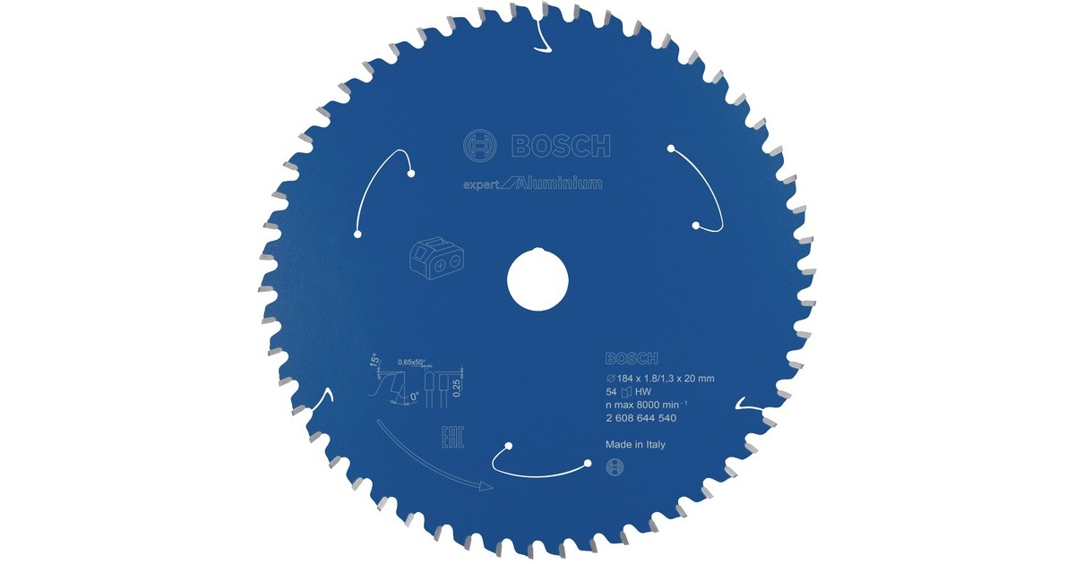 Bosch Kreissägeblatt Expert for Aluminium, Ø 184mm, 54Z(Bohrung 20mm, für Akku-Handkreissägen)