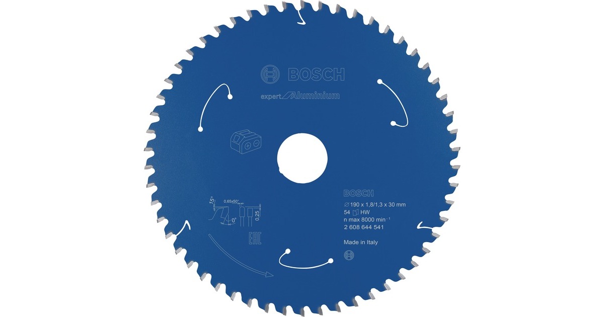 Bosch Kreissägeblatt Expert for Aluminium, Ø 190mm, 54Z(Bohrung 30mm, für Akku-Handkreissägen)