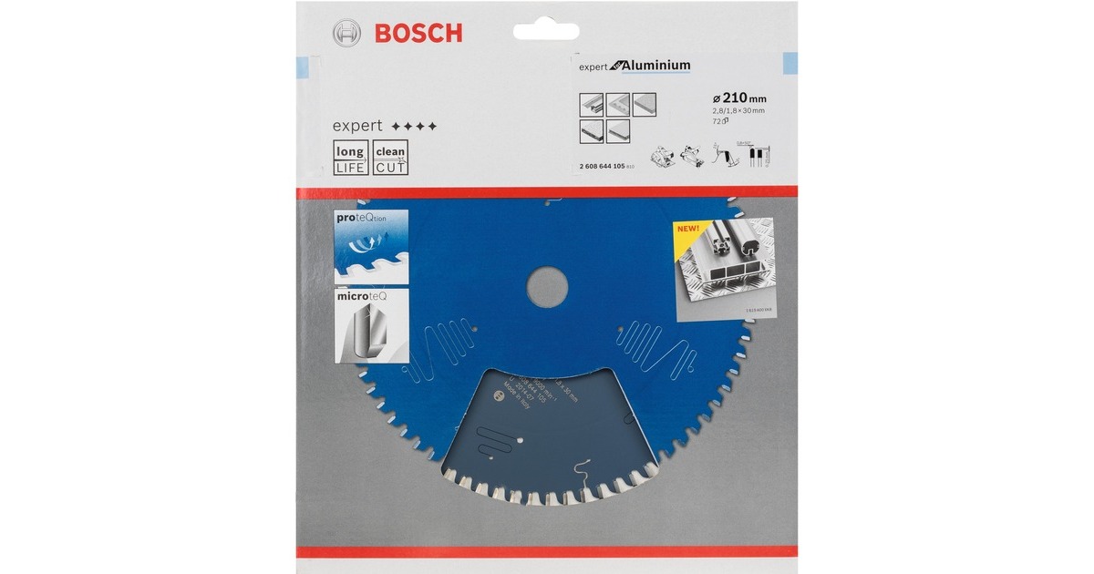 Bosch Kreissägeblatt Expert for Aluminium, Ø 210mm, 72Z(Bohrung 30mm, für Handkreissägen)
