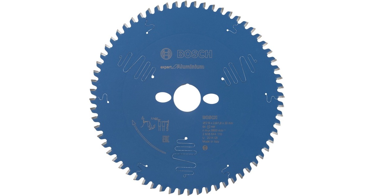 Bosch Kreissägeblatt Expert for Aluminium, Ø 216mm, 64Z(Bohrung 30mm, für Kapp- & Gehrungssägen)