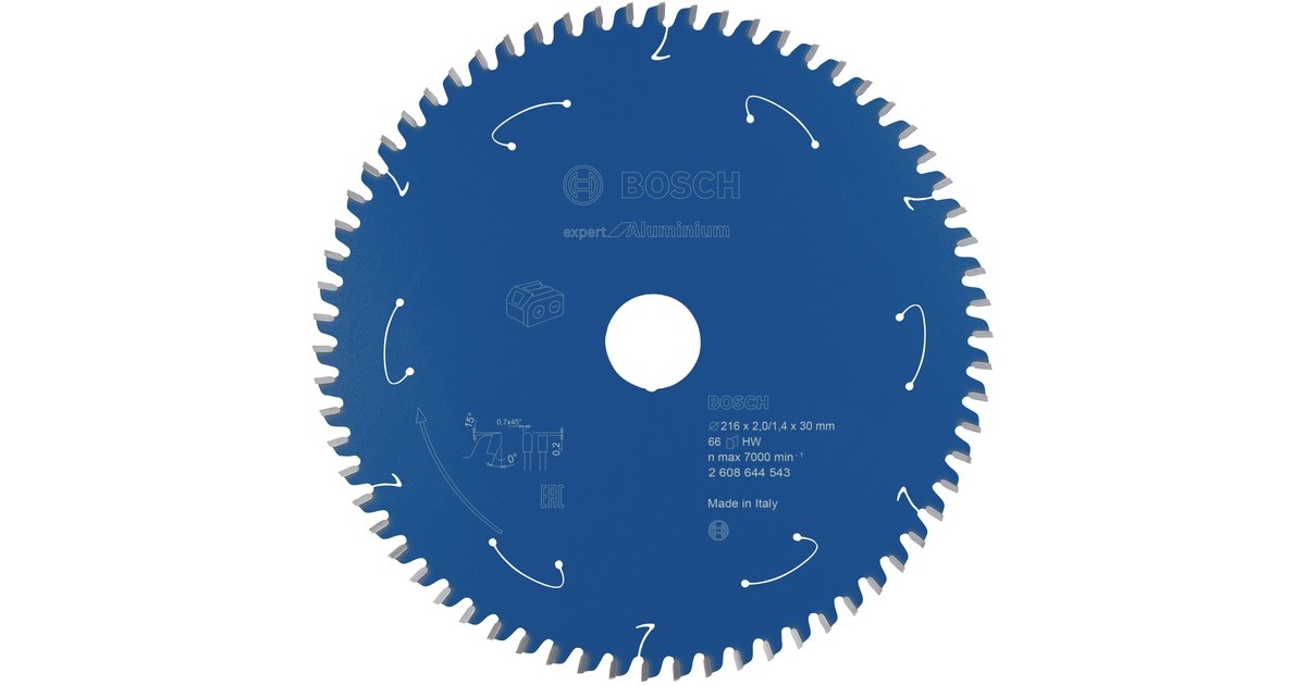 Bosch Kreissägeblatt Expert for Aluminium, Ø 216mm, 66Z(Bohrung 30mm, für Akku-Kappsägen)