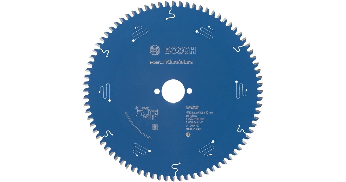 Bosch Kreissägeblatt Expert for Aluminium, Ø 235mm, 80Z(Bohrung 30mm, für Handkreissägen)
