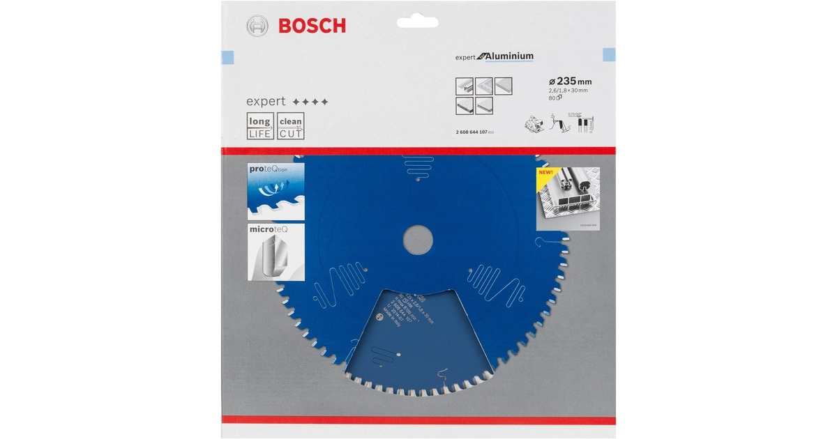 Bosch Kreissägeblatt Expert for Aluminium, Ø 235mm, 80Z(Bohrung 30mm, für Handkreissägen)