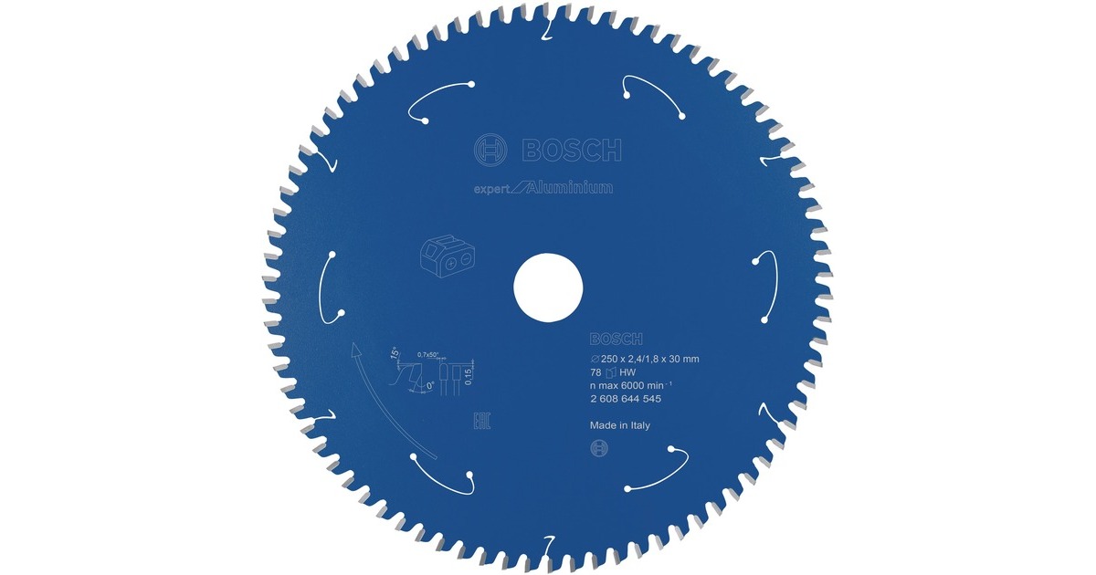 Bosch Kreissägeblatt Expert for Aluminium, Ø 250mm, 78Z(Bohrung 30mm, für Akku-Kappsägen)