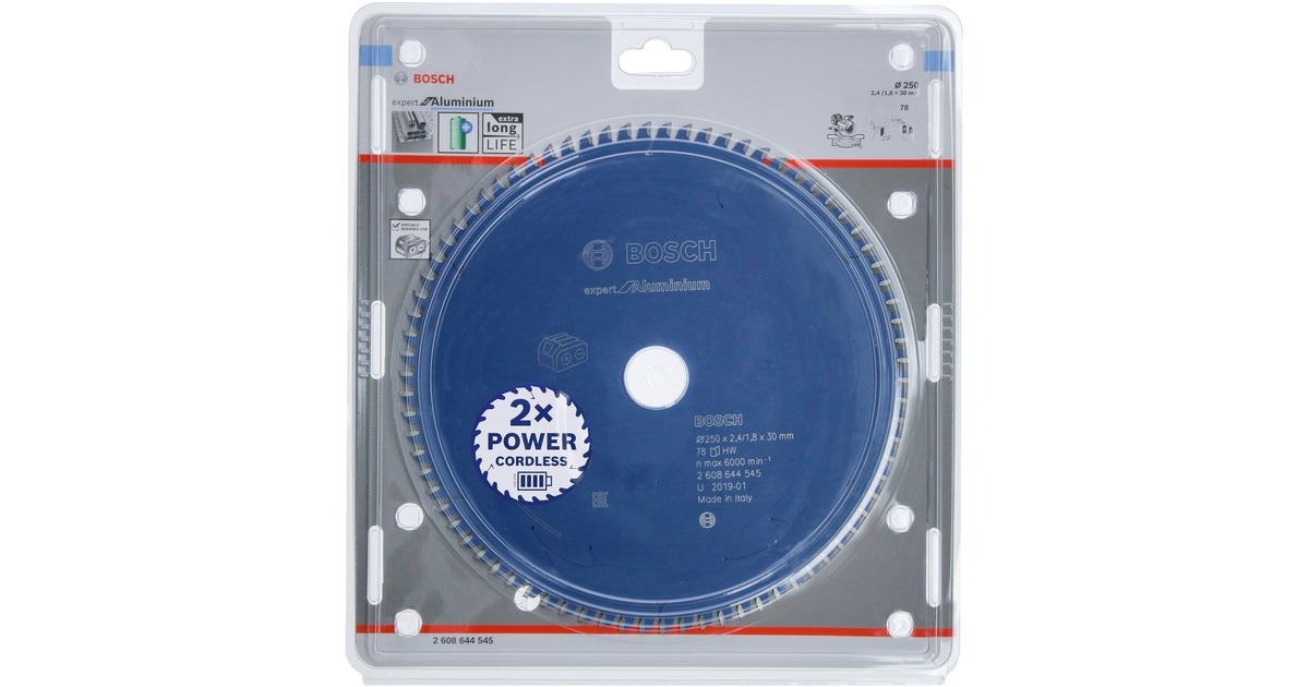 Bosch Kreissägeblatt Expert for Aluminium, Ø 250mm, 78Z(Bohrung 30mm, für Akku-Kappsägen)