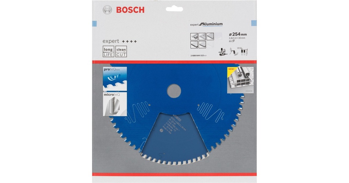 Bosch Kreissägeblatt Expert for Aluminium, Ø 254mm, 80Z(Bohrung 30mm, für Kapp- & Gehrungssägen)