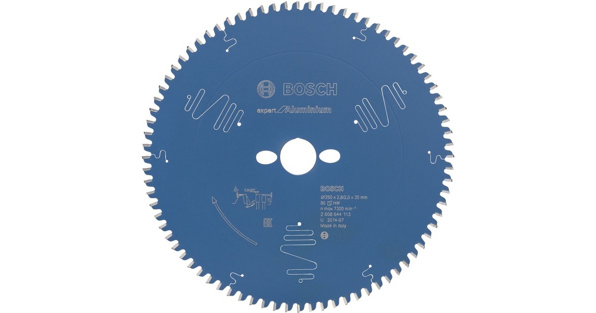 Bosch Kreissägeblatt Expert for Aluminium, Ø 260mm, 80Z(Bohrung 30mm, für Kapp- & Gehrungssägen)