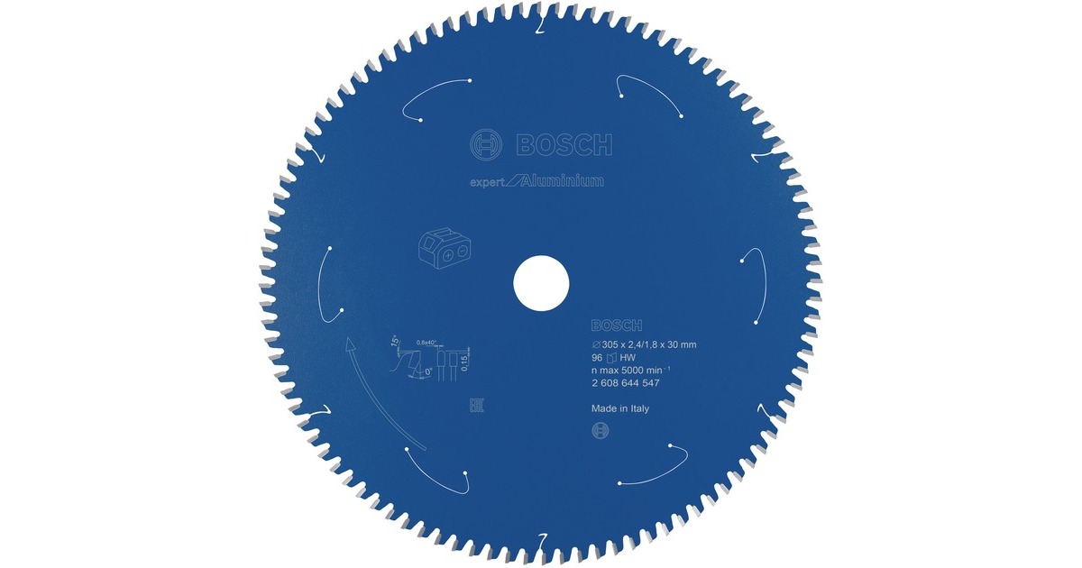 Bosch Kreissägeblatt Expert for Aluminium, Ø 305mm, 96Z(Bohrung 30mm, für Akku-Kappsägen)