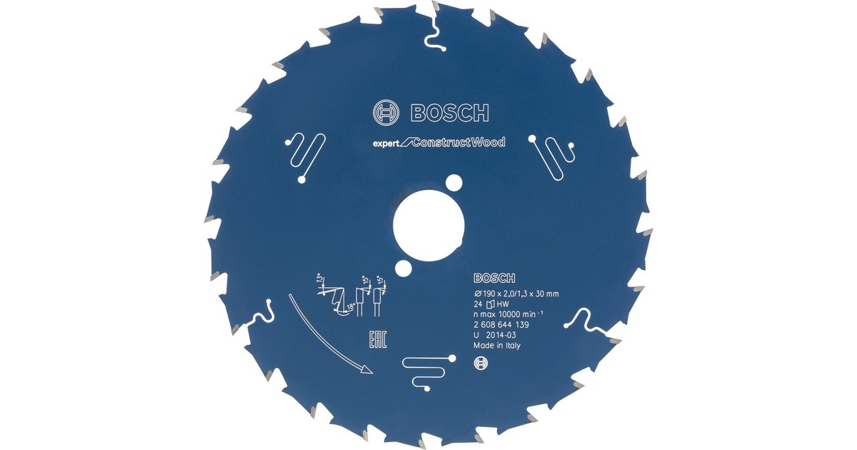 Bosch Kreissägeblatt Expert for Construct Wood, Ø 165mm, 24Z(Bohrung 20mm, für Handkreissägen)