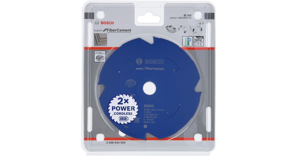 Bosch Kreissägeblatt Expert for Fibre Cement, Ø 160mm, 4Z(Bohrung 20mm, für Akku-Handkreissägen)
