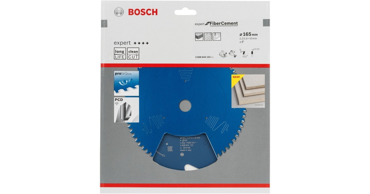 Bosch Kreissägeblatt Expert for Fibre Cement, Ø 165mm, 4Z(Bohrung 20mm, für Handkreissägen)