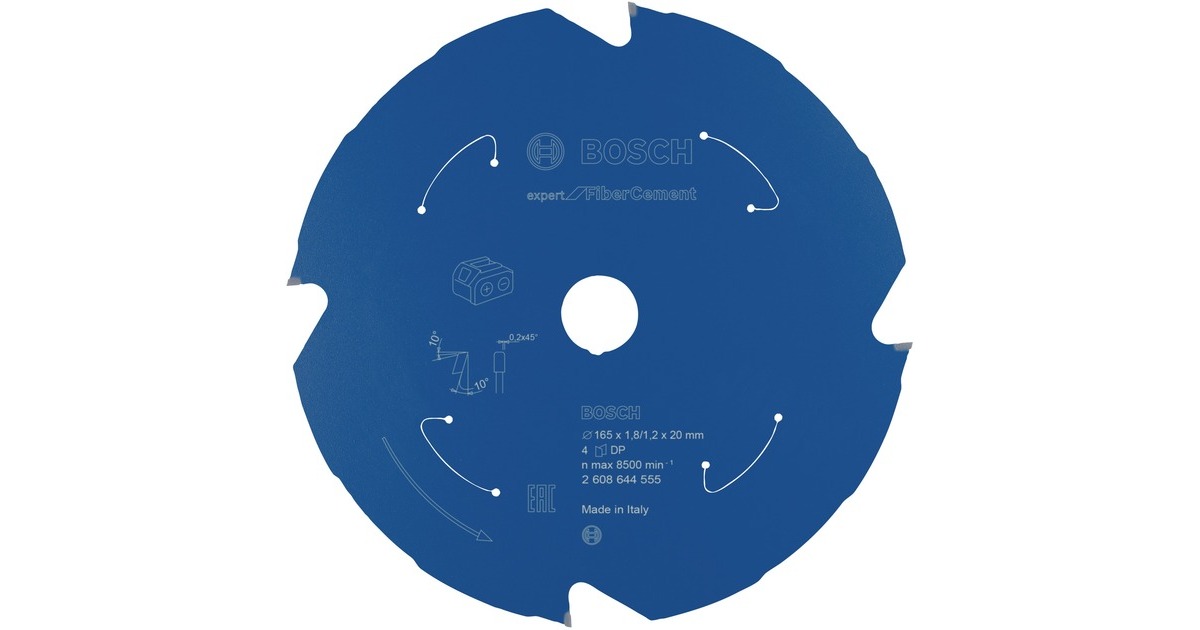 Bosch Kreissägeblatt Expert for Fibre Cement, Ø 165mm, 4Z(Bohrung 20mm, für Akku-Handkreissägen)