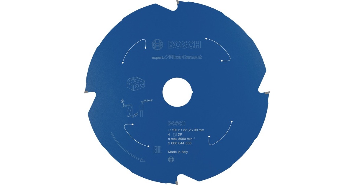 Bosch Kreissägeblatt Expert for Fibre Cement, Ø 190mm, 4Z(Bohrung 30mm, für Akku-Handkreissägen)