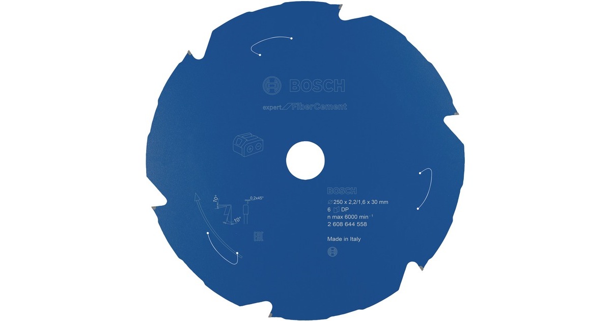 Bosch Kreissägeblatt Expert for Fibre Cement, Ø 250mm, 6Z(Bohrung 30mm, für Akku-Kappsägen)
