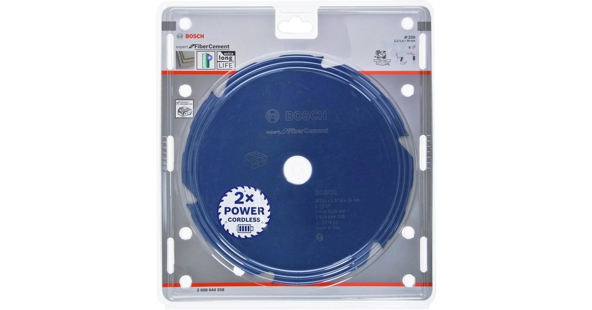 Bosch Kreissägeblatt Expert for Fibre Cement, Ø 250mm, 6Z(Bohrung 30mm, für Akku-Kappsägen)