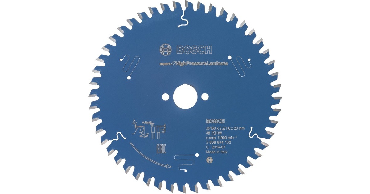 Bosch Kreissägeblatt Expert for High Pressure Laminate, Ø 160mm, 48Z(Bohrung 20mm, für Handkreissägen)