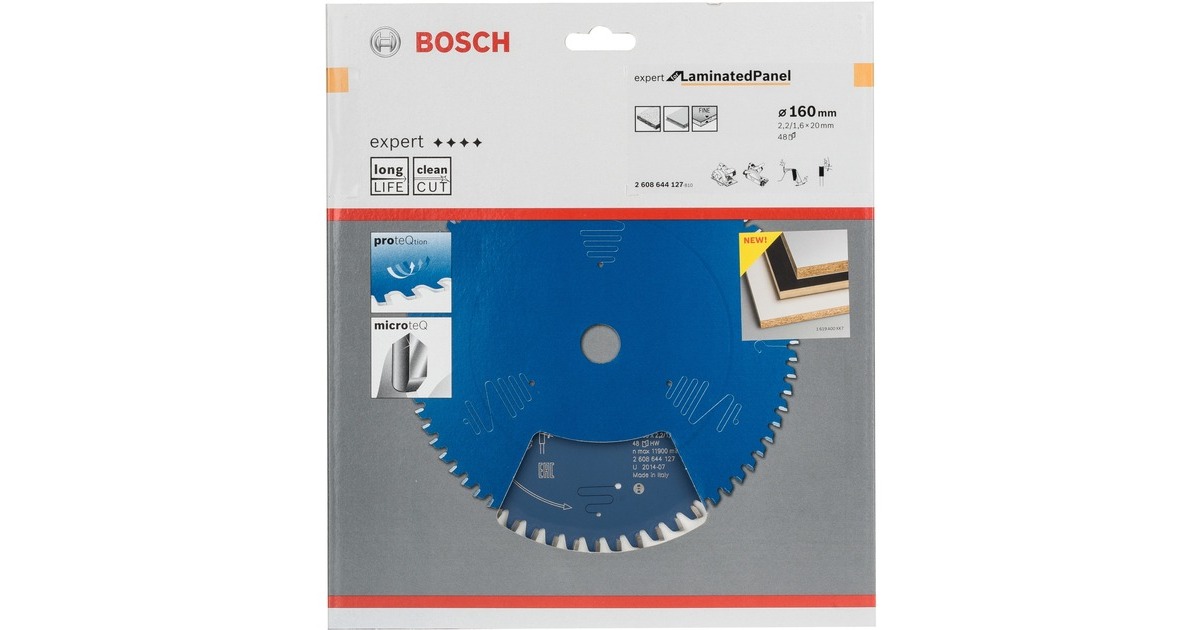 Bosch Kreissägeblatt Expert for Laminated Panel, Ø 160mm, 48Z(Bohrung 20mm, für Handkreissägen)