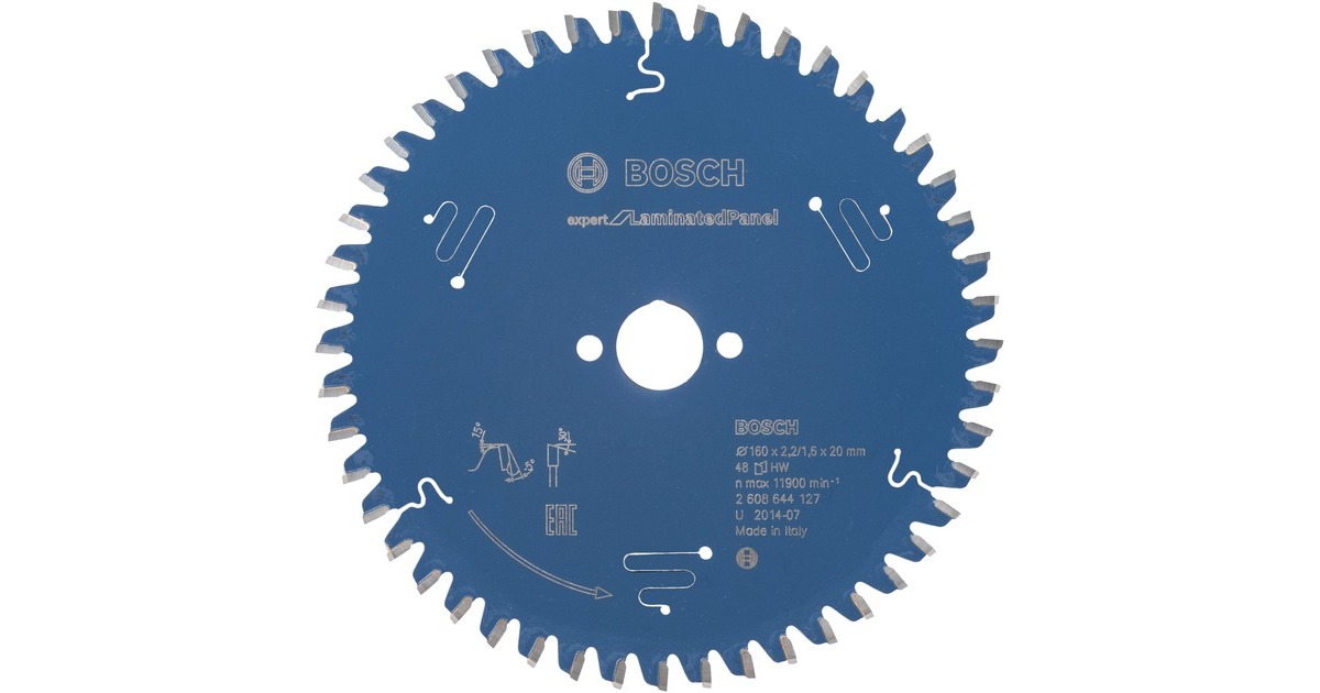 Bosch Kreissägeblatt Expert for Laminated Panel, Ø 160mm, 48Z(Bohrung 20mm, für Handkreissägen)
