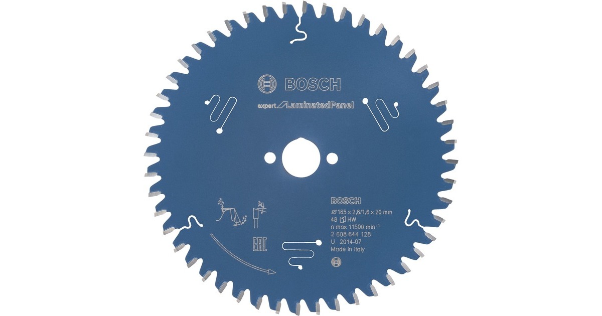 Bosch Kreissägeblatt Expert for Laminated Panel, Ø 165mm, 48Z(Bohrung 20mm, für Handkreissägen)