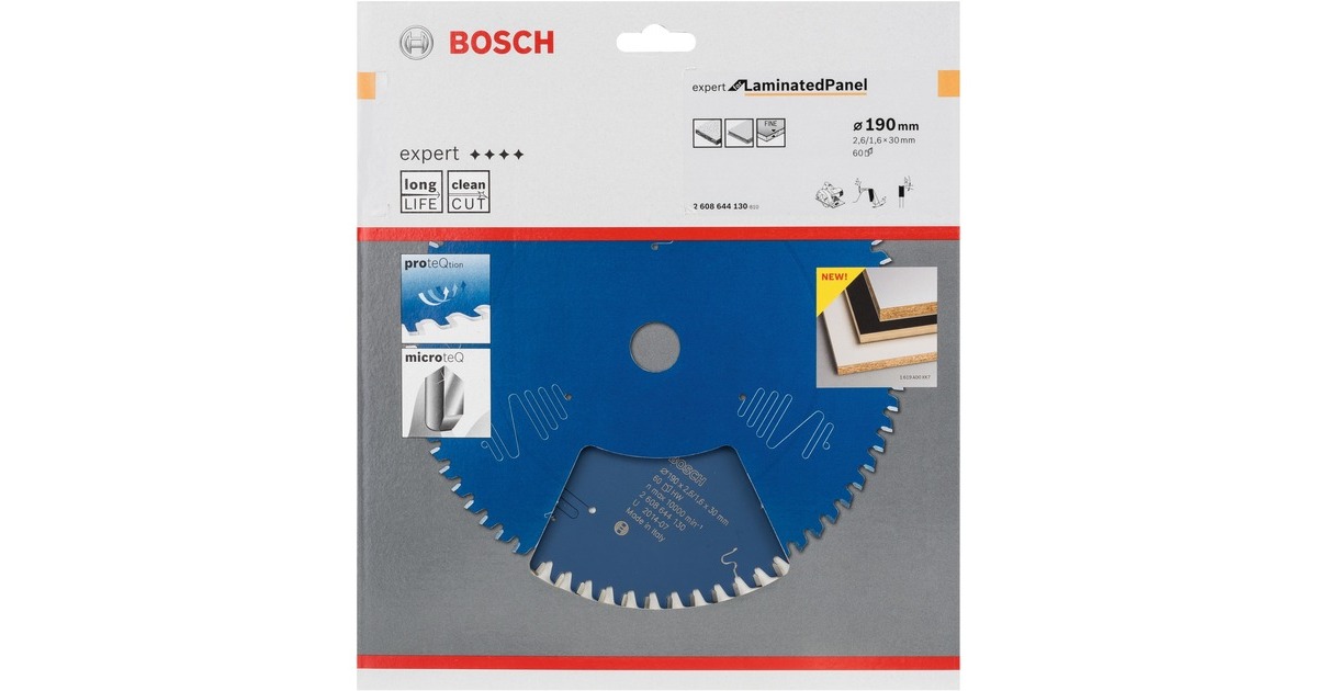 Bosch Kreissägeblatt Expert for Laminated Panel, Ø 190mm, 60Z(Bohrung 30mm, für Handkreissägen)