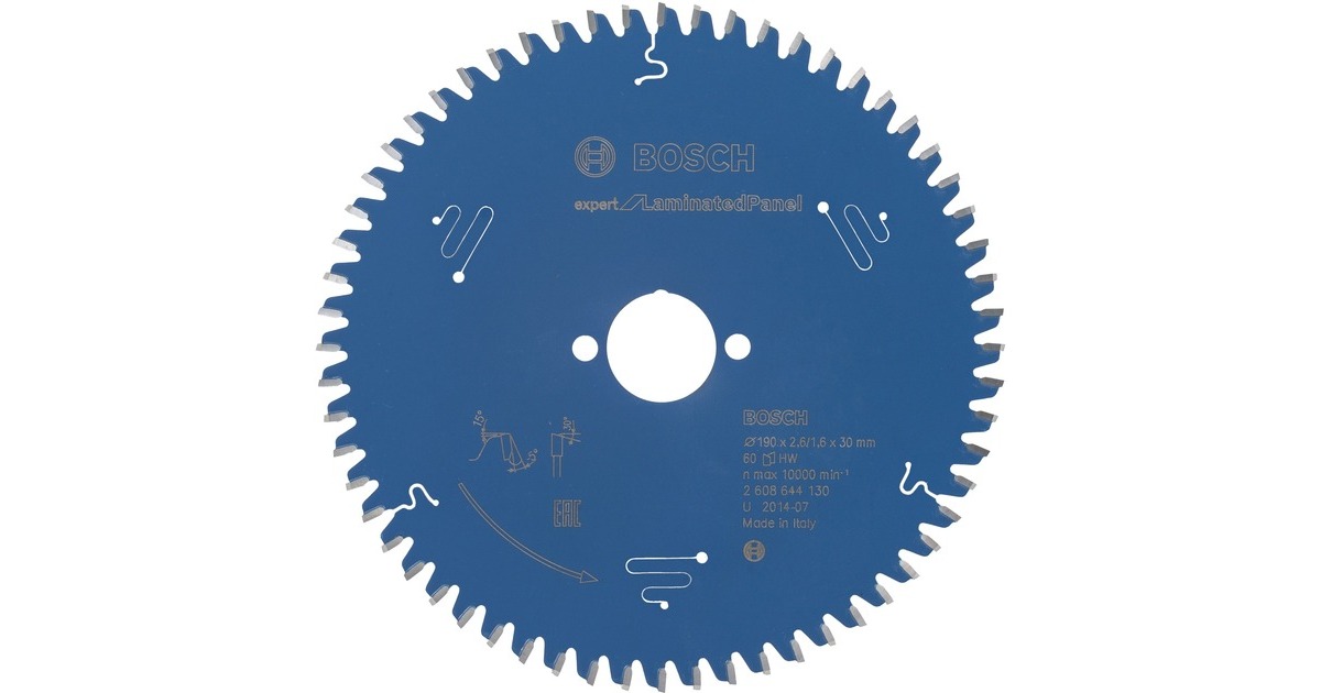 Bosch Kreissägeblatt Expert for Laminated Panel, Ø 190mm, 60Z(Bohrung 30mm, für Handkreissägen)