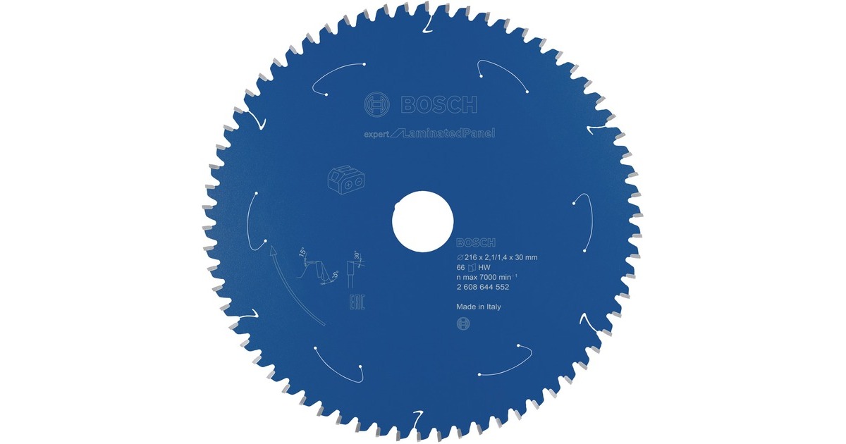 Bosch Kreissägeblatt Expert for Laminated Panel, Ø 216mm, 66Z(Bohrung 30mm, für Akku-Handkreissägen)