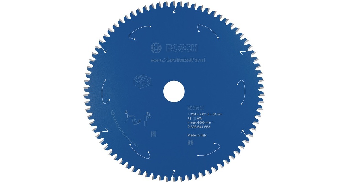 Bosch Kreissägeblatt Expert for Laminated Panel, Ø 254mm, 78Z(Bohrung 30mm, für Akku-Tischkreissägen)
