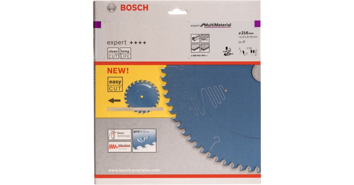 Bosch Kreissägeblatt Expert for Multi Material, Ø 216mm, 64Z(Bohrung 30mm, für Kapp- & Gehrungssägen)