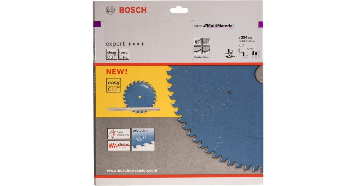 Bosch Kreissägeblatt Expert for Multi Material, Ø 254mm, 80Z(Bohrung 30mm, für Kapp- & Gehrungssägen)