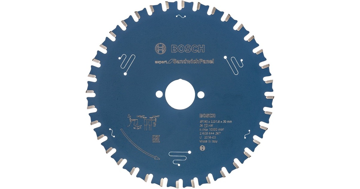Bosch Kreissägeblatt Expert for Sandwich Panel, Ø 190mm, 36Z(Bohrung 30mm, für Handkreissägen)