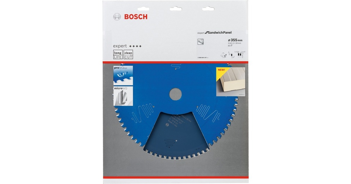 Bosch Kreissägeblatt Expert for Sandwich Panel, Ø 355mm, 80Z(Bohrung 30mm, für Handkreissägen)