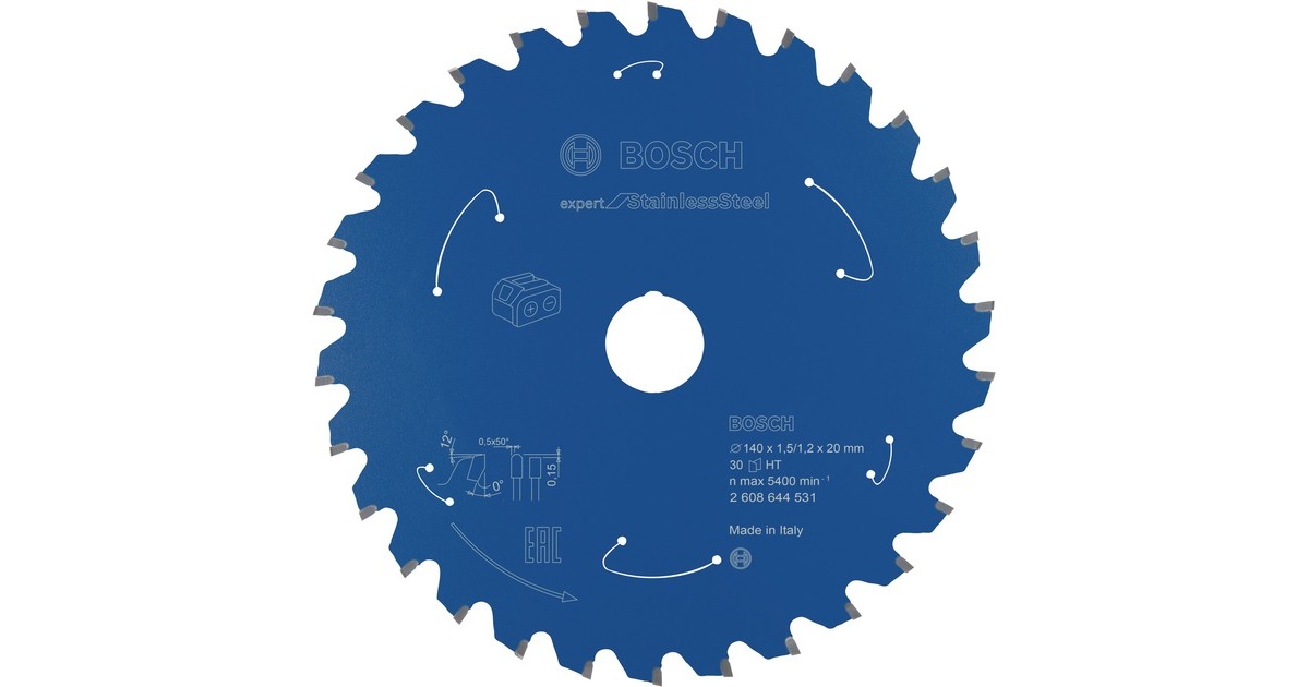 Bosch Kreissägeblatt Expert for Stainless Steel, Ø 140mm, 30Z(Bohrung 20mm, für Akku-Handkreissägen)