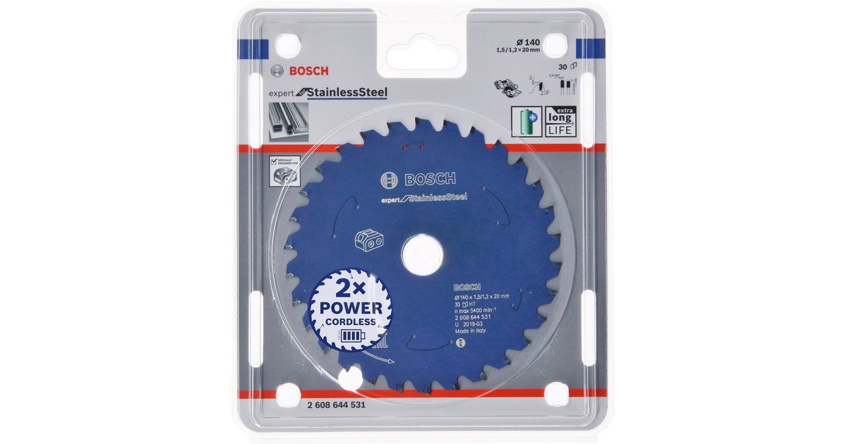 Bosch Kreissägeblatt Expert for Stainless Steel, Ø 140mm, 30Z(Bohrung 20mm, für Akku-Handkreissägen)