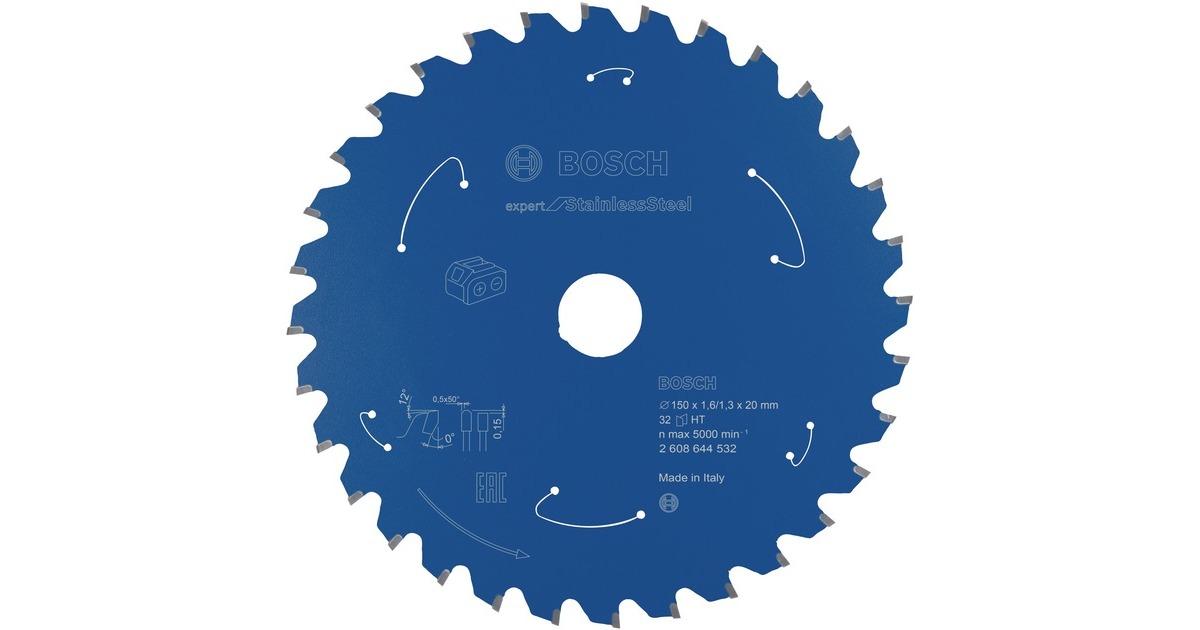 Bosch Kreissägeblatt Expert for Stainless Steel, Ø 150mm, 32Z(Bohrung 20mm, für Akku-Handkreissägen)