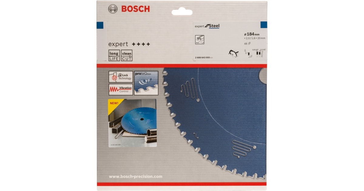 Bosch Kreissägeblatt Expert for Steel, Ø 184mm, 48Z(Bohrung 20mm, für Handkreissägen)