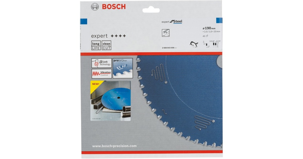 Bosch Kreissägeblatt Expert for Steel, Ø 190mm, 40Z(Bohrung 20mm, für Handkreissägen)